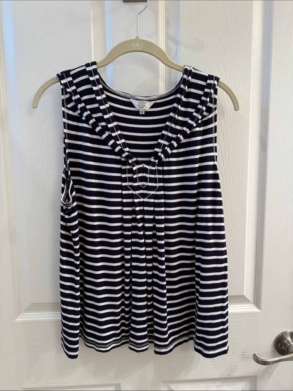 crown & ivy Navy and White Striped Sailor-Style Tank